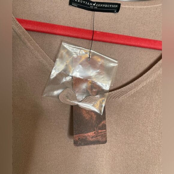 Peruvian Connection V-Neck Peplum Sweater & Skirt Set Blush M - Picture 7 of 10